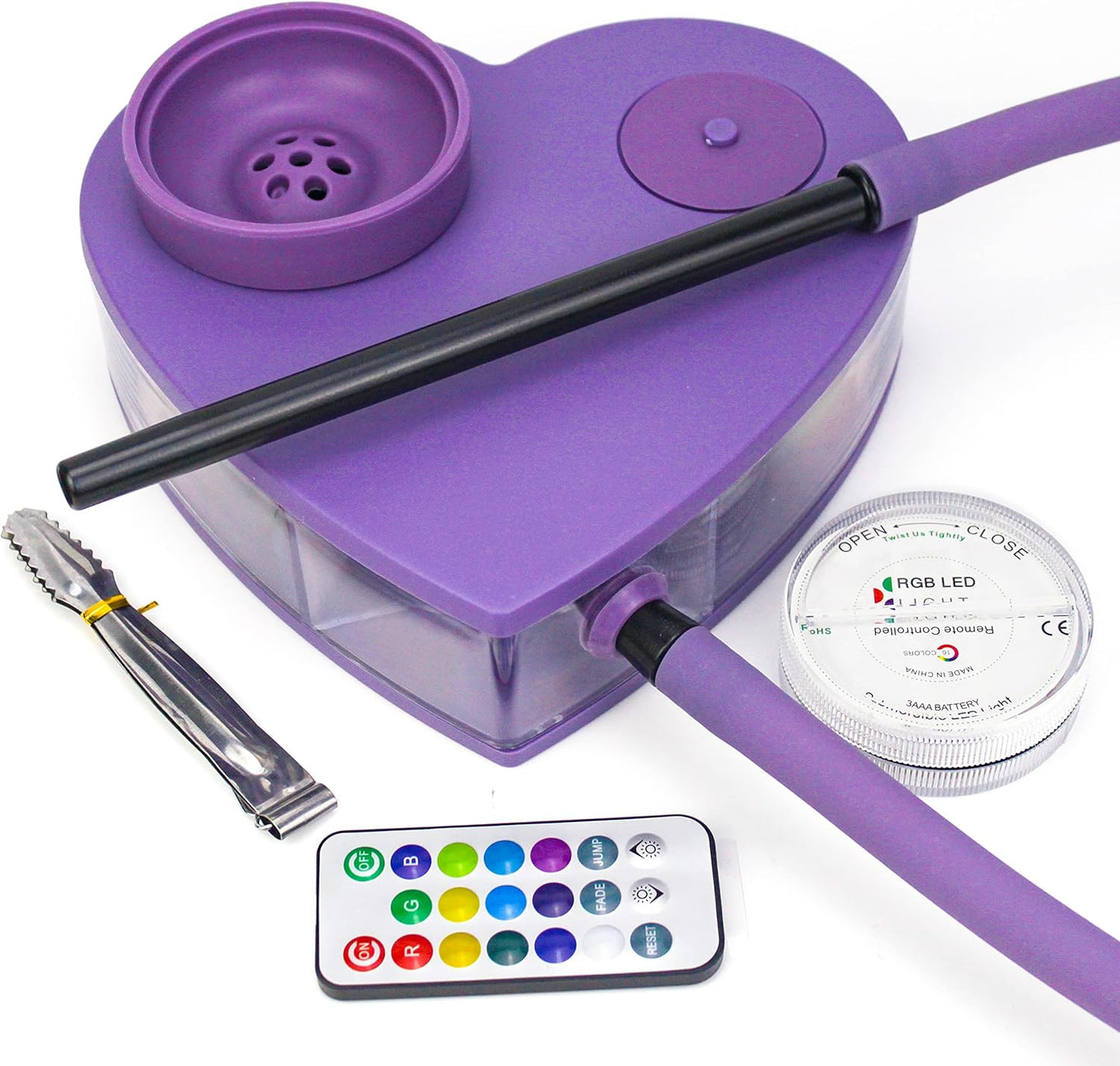 Hjärt Vattenpipa Akryl Box LED | Purple