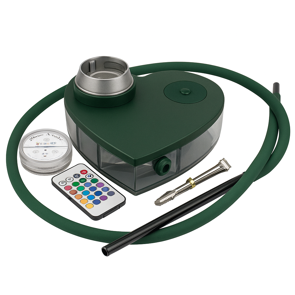 Hjärt Vattenpipa Akryl Box LED | Dark Green
