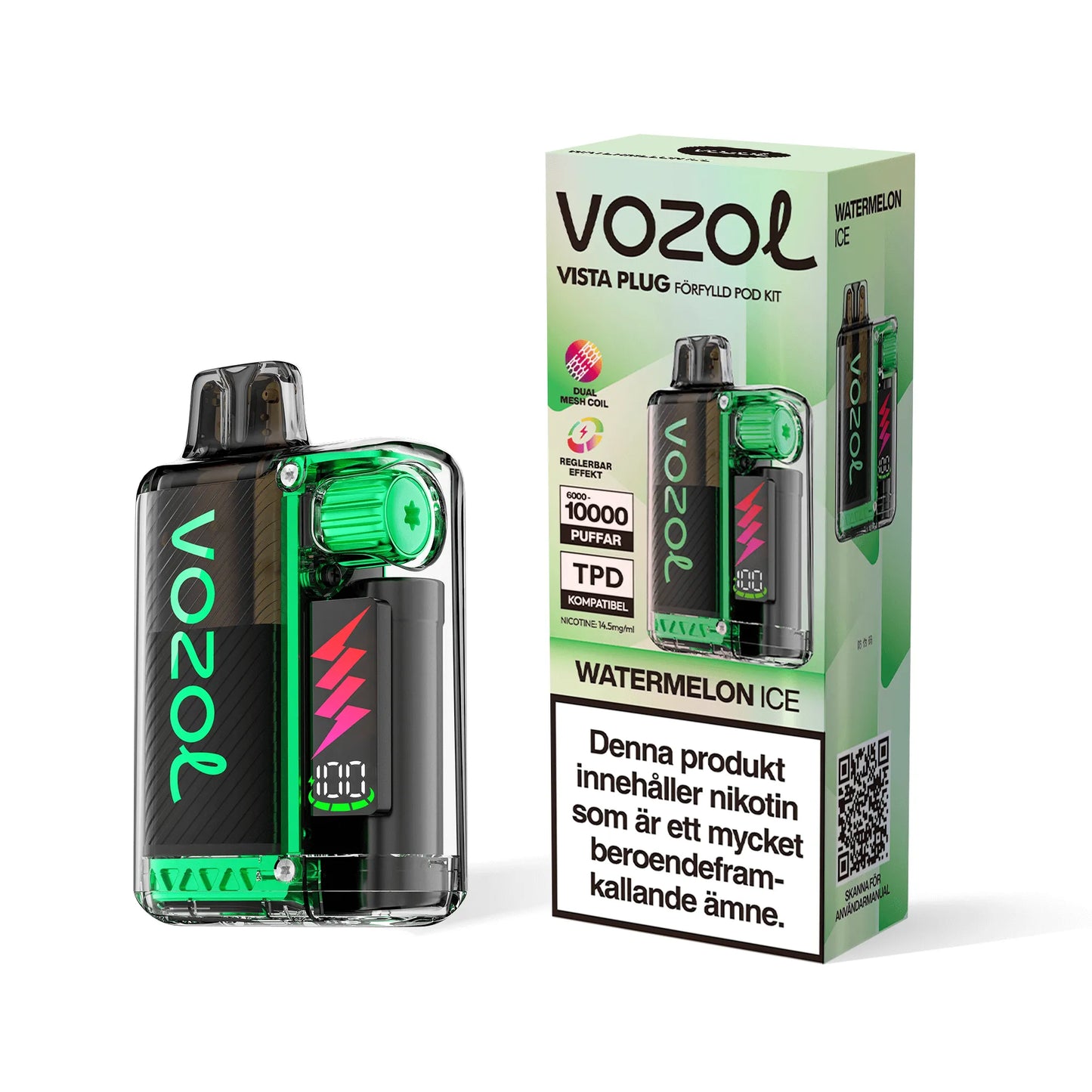 Vozol Vista Plug Watermelon Ice Disposable Vape (10.000 Puffs)