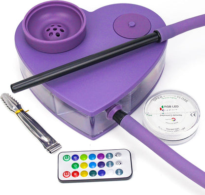 Hjärt Vattenpipa Akryl Box LED | Purple