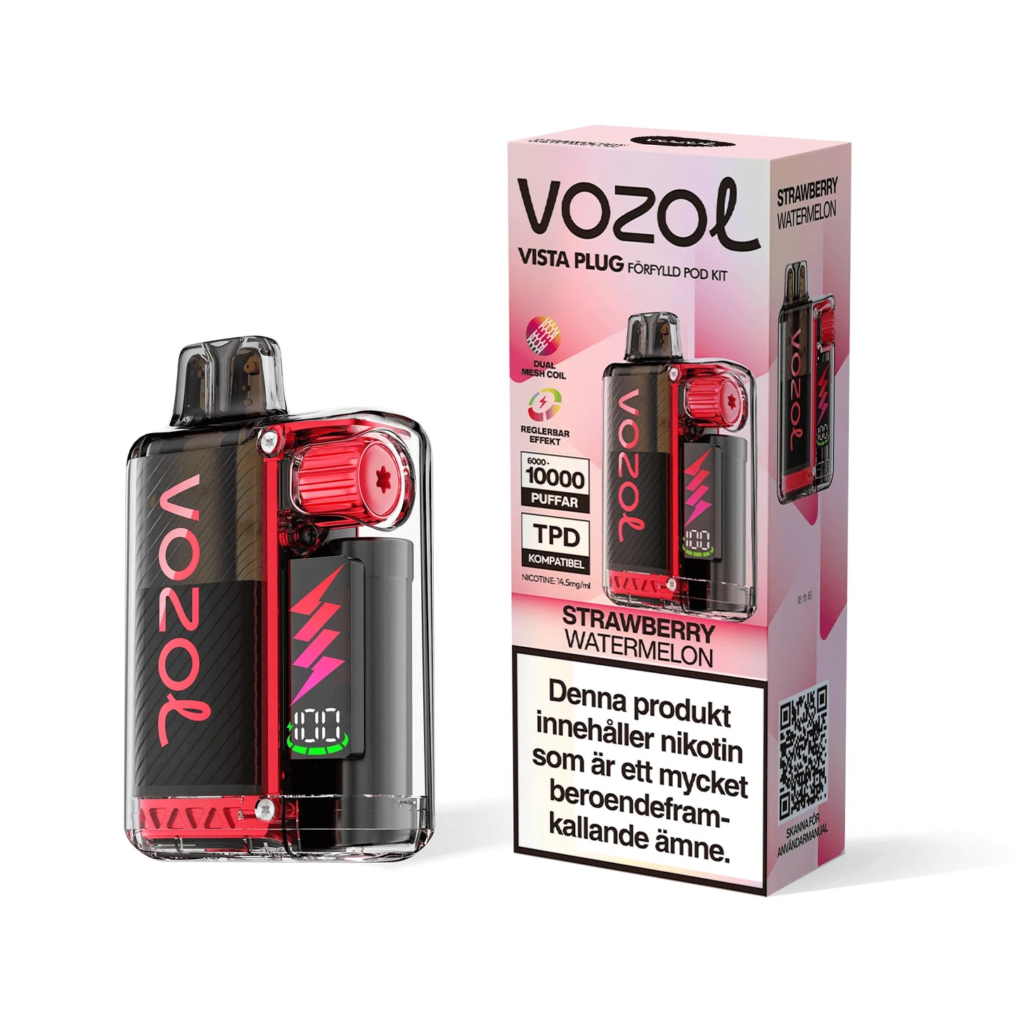 Vozol Vista Plug Strawberry Watermelon Disposable Vape  (10.000 Puffs)